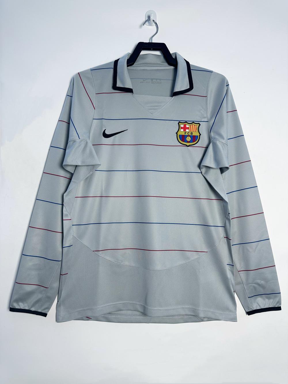 AAA Quality Barcelona 03/04 Away Grey Long Soccer Jersey